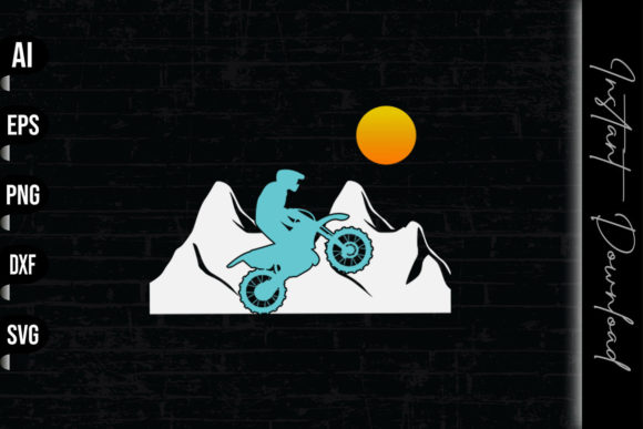 Retro Dirt Bike Rider Mountain
