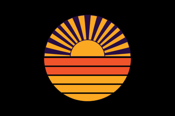 Retro Purple Yellow Sunrays Sunset