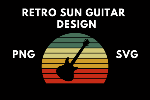 Retro Sun Guitar Design Vector Review