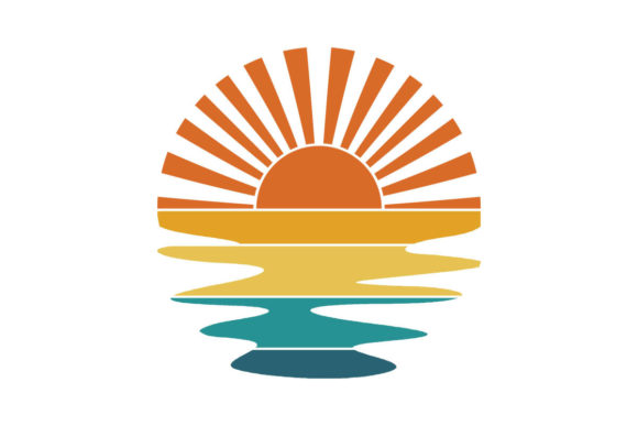 Retro Sunset Rays Wavy Water PNG SVG Review
