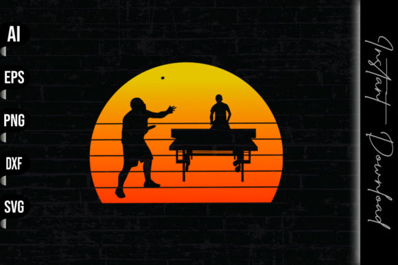 Vintage Retro Sunset Table Tennis